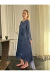 Antik Görünümlü Taşlanmış Pamuk Otantik Kısa Kol Uzun Elbise