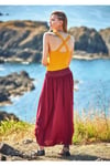 Boncuklu Kordon Kemer Drape Bel Kloş Bordo Etek