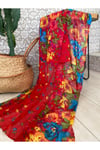 Büyük Boy Organik Pamuk 1758077 Pareo Şal Kırmızı/Yeşil 1758077
