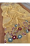 Çiçek İşlemeli Organik Pamuk 80 x 190 cm Naturel Şal 1757091