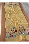 Çiçek İşlemeli Organik Pamuk 80 x 190 cm Naturel Şal 1757091