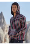 Çizgili Kapüsonlu Erkek Sweatshirt