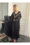 Fıransız Tasarım Gold İşlemeli Siyah Abiye Elbise Kaftan Abaya