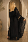 Fıransız Tasarım Gold İşlemeli Siyah Abiye Elbise Kaftan Abaya