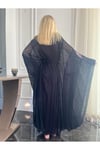 Fıransız Tasarım İşlemeli Siyah Abiye Elbise Kaftan Abaya