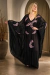 Fıransız Tasarım İşlemeli Siyah Abiye Elbise Kaftan Abaya
