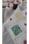 Gri Patchwork Işlemeli Naturel Runner