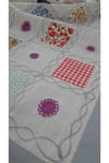 Gri Patchwork Işlemeli Naturel Runner