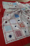 Home's Kırmızı Patchwork Işlemeli Naturel Şömentabla