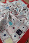 Home's Kırmızı Patchwork Işlemeli Naturel Şömentabla