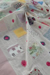Home's Pembe Patchwork Işlemeli Naturel Şömentabla