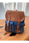 Hustonbag Hakiki Deri Su Geçirmez Kanvas Sırt Çantası