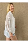 Kadın Beyaz Dantel Detaylı Ipek Bluz