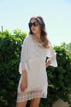 Kadın Beyaz Dantelli Naturel Tunik