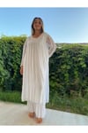 Kadın Beyaz Dantelli Robalı Uzun Ipek Elbise