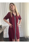 Kadın Bordo Asimetrik Gömlek Elbise