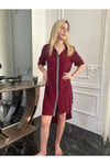 Kadın Bordo Asimetrik Gömlek Elbise