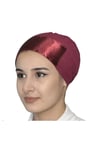 Kadın Bordo Bağcıklı Penye Alın Kısmı Saten Tesettür Bone