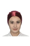 Kadın Bordo Bağcıklı Penye Alın Kısmı Saten Tesettür Bone
