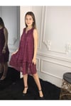 Kadın Bordo Etek Ucu Fırfırlı Kolsuz Dantelli Elbise