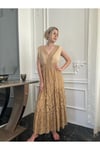 Kadın Gold Uzun Dantel Elbise