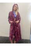 Kadın Keten Kumaştan Dökümlü Uzun Kimono