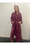 Kadın Keten Kumaştan Dökümlü Uzun Kimono