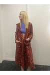 Kadın Keten Kumaştan Dökümlü Uzun Kimono