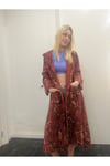 Kadın Keten Kumaştan Dökümlü Uzun Kimono