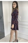 Kadın Kırmızı Bohem Tarz Uzun Kollu Etnik Salaş Elbise