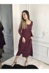 Kadın Kırmızı Uzun Kollu Antik Dokuma Elbise