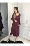 Kadın Kırmızı Uzun Kollu Antik Dokuma Elbise