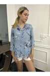 Kadın Naturel Hakim Yaka Keten Gömlek Bluz