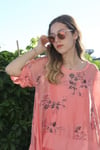 Kadın Pembe Kolları Pul Işleme Çiçekli Tunik