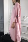 Kadın Pembe Viskon Pamuk Kolları Pileli Elbise