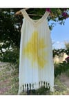 Kadın Sarı Batik Desen Naturel Elbise Pareo