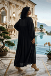 Kadın Siyah Oversize Ipekli Uzun Elbise