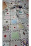 Kahve Patchwork Işlemeli Naturel Runner