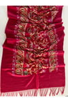 Kırmızı Elegansa Omuz Atkısı Kaşmir Dokulu İşlemeli Şık Şal (Cashmere)