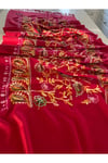 Kırmızı Elegansa Omuz Atkısı Kaşmir Dokulu İşlemeli Şık Şal (Cashmere)