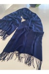 Lacivert Kaşmir Yumuşak Dokulu Omuz Atkısı (Cashmere) Kışlık Kalın Şal
