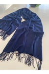 Lacivert Kaşmir Yumuşak Dokulu Omuz Atkısı (Cashmere) Kışlık Kalın Şal