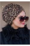Leopar Desenli Büzgülü Bone