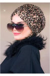 Leopar Desenli Büzgülü Bone