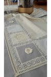 Mavi El Işi Patchwork Dantelli Naturel Runner