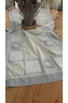 Mavi El Işi Patchwork Dantelli Naturel Runner