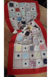 Naturel Runner Kırmızı Patchwork İşlemeli Masa Örtüsü