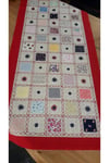 Naturel Runner Kırmızı Patchwork İşlemeli Masa Örtüsü