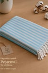 Organik Pamuk Mavi 90x190 Peştemal Plaj Hamam
