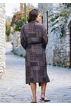 Otantik Desenli Kuşaklı Kimono